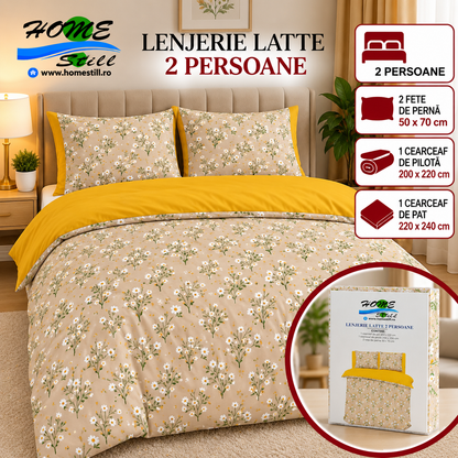 Lenjerie De Pat Latte 2 Pers, Microfibra, 220x240