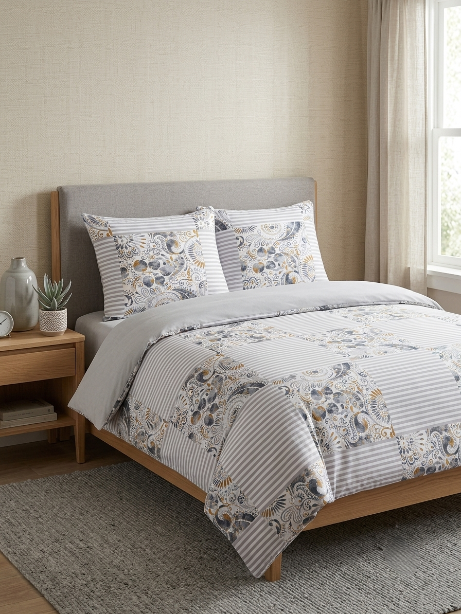 Homeberry Lenjerie De Pat 2 Pers, 100% Bumbac, 220x240