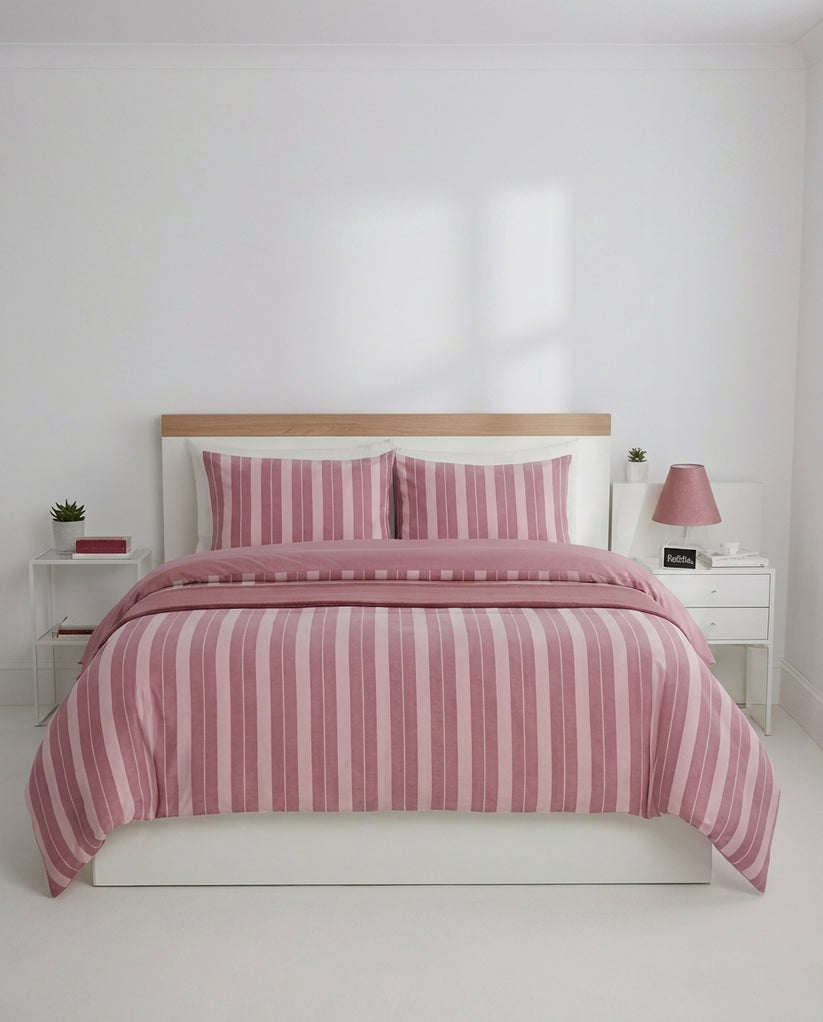 Lenjerie Brius de Pat 2 Pers. Natural Soft 4 Pcs, 40% bumbac, 60%poliester, Fata Perna 50x70 cm, Loving Plum, detaliu produs