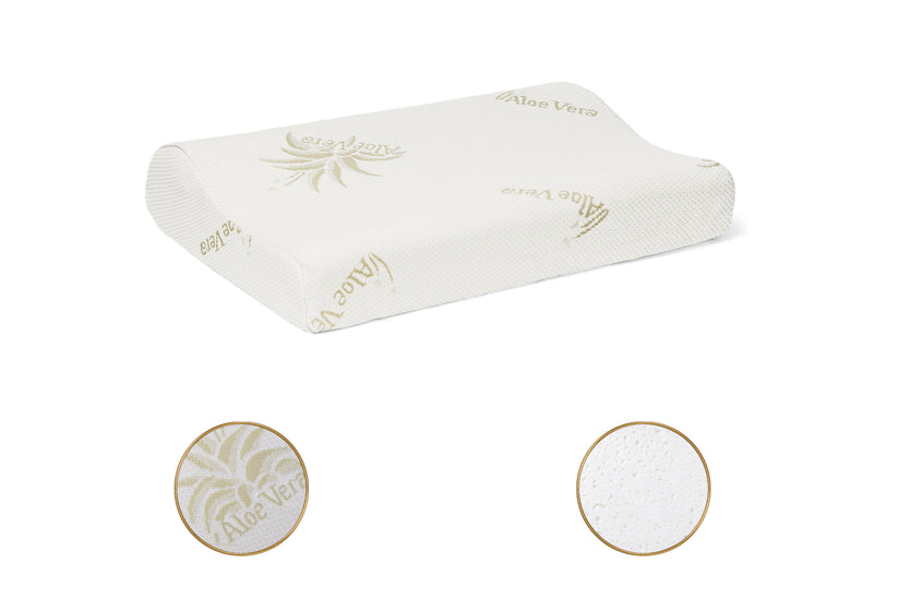 Perna Brius Memory, Microfibra tip tricot, Umplutura perna, Burete memory foam, Aloe Vera Burete Anatomic, 47x33, imagine produs