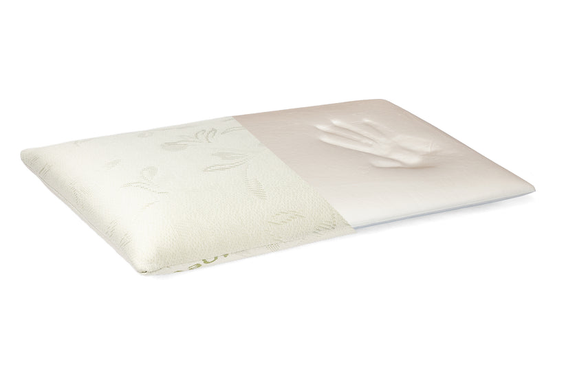 Perna Brius Memory Trilly, Microfibra de tip tricot, Umplutura perna, Burete memory foam perforat, Aloe Vera, 40x70, detaliu produs