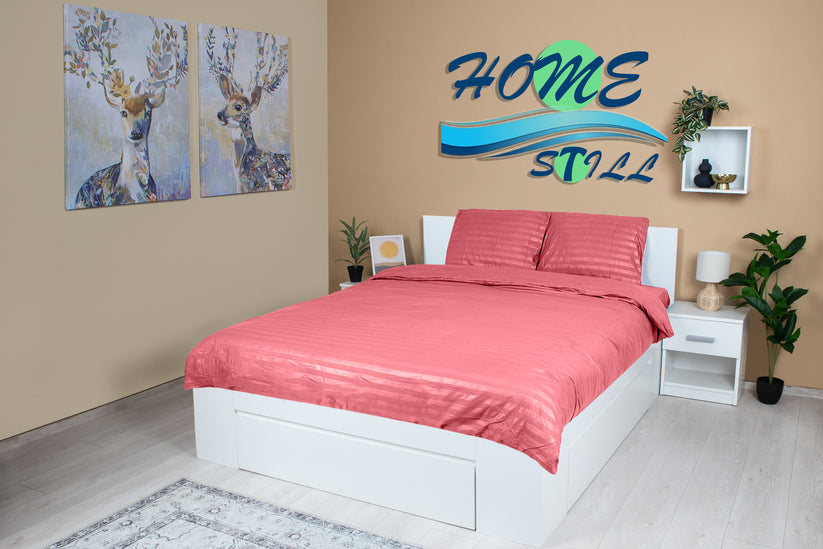 Lenjerie Brius Damasc Microsatinat, Color, 230x250, Calitate Premium, Roz, detaliu produs