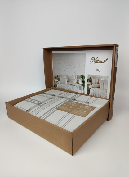 Lenjerie de Pat 2 Pers Naturel 6 Pcs