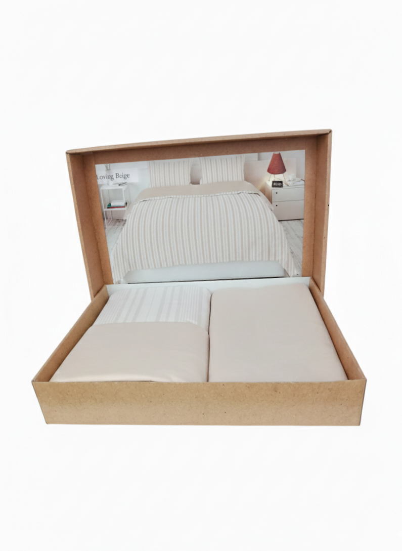 Lenjerie de Pat 2 Pers. Natural Soft 4 Pcs