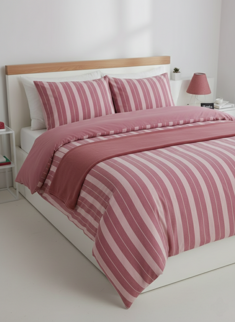 Lenjerie Brius de Pat 2 Pers. Natural Soft 4 Pcs, 40% bumbac, 60%poliester, Fata Perna 50x70 cm, Loving Plum, imagine produs