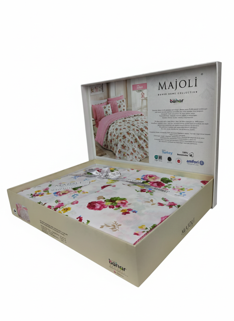 Lenjerie Brius de Pat 2 Pers. Majoli 4 Pcs, 100% bumbac, Fata Perna 50x70 cm, Calitate Premium, ROSA, detaliu produs