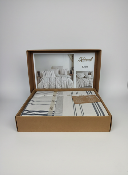 Lenjerie de Pat 2 Pers Naturel 6 Pcs