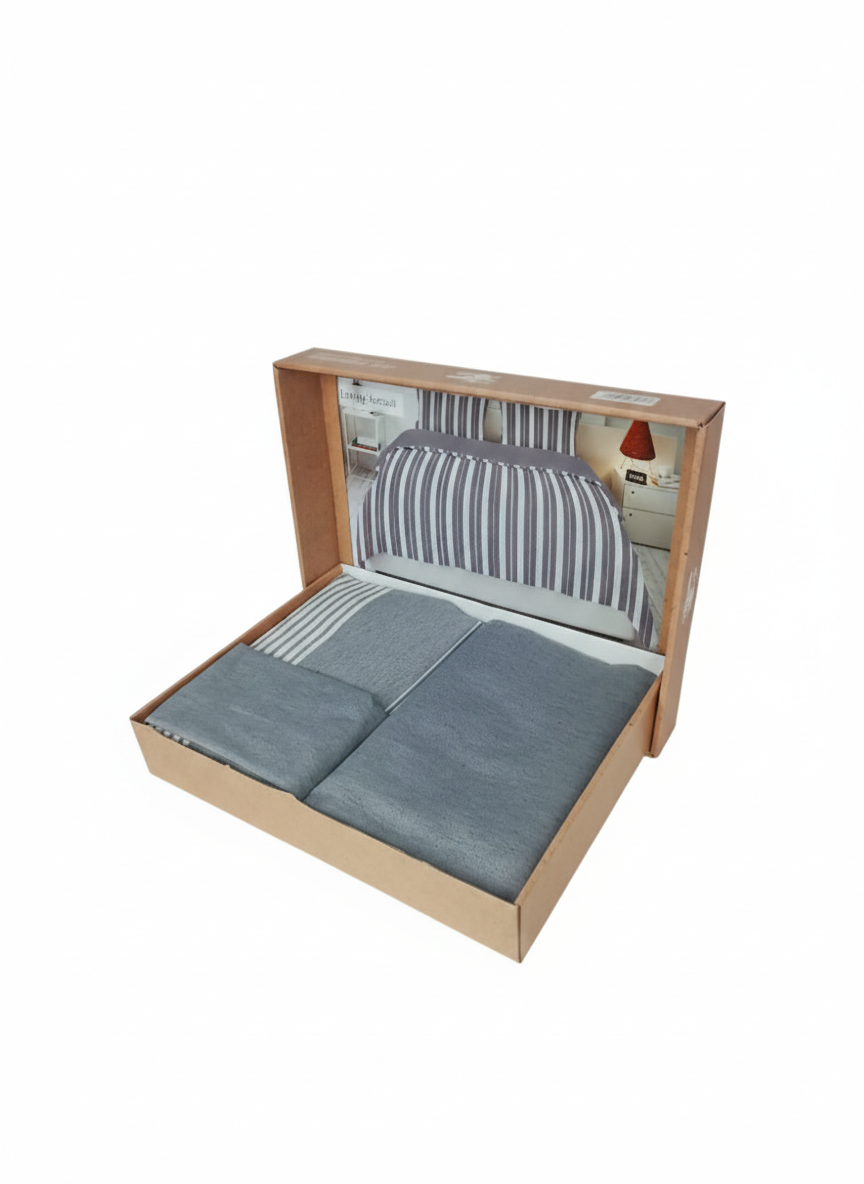 Lenjerie de Pat 2 Pers. Natural Soft 4 Pcs