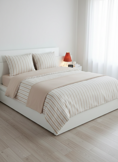 Lenjerie de Pat 2 Pers. Natural Soft 4 Pcs