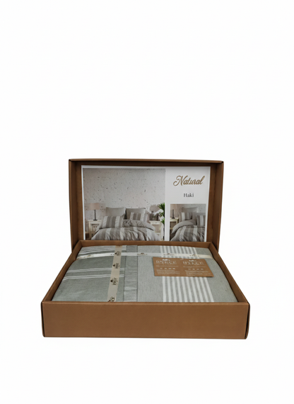 Lenjerie de Pat 2 Pers Naturel 6 Pcs